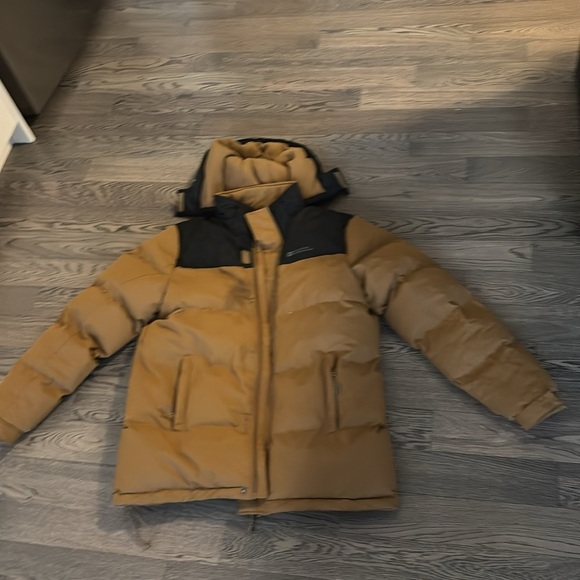 Mountain warehouse tan black men’s snow man insulated puffer winter jacket Sz S - Picture 7 of 15